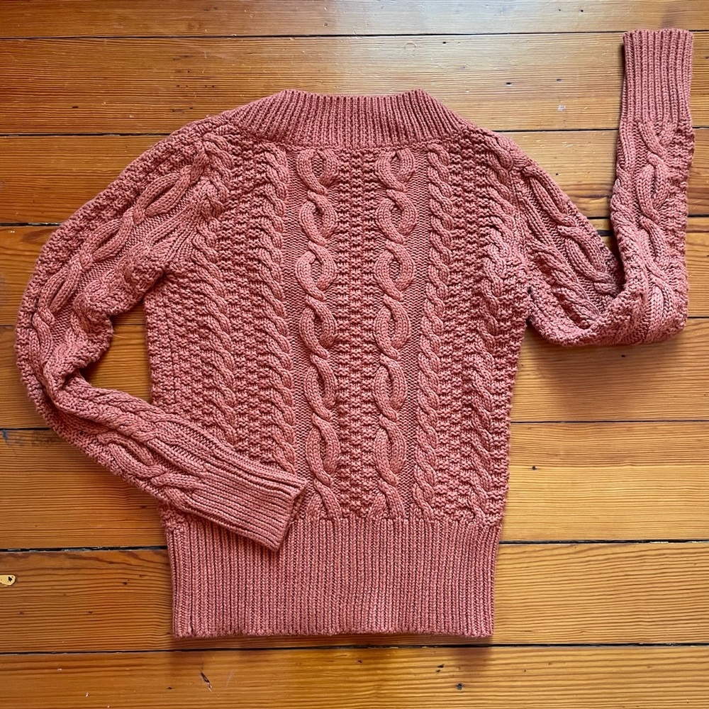 MODA International Orange Chunky Knit Sweater - Picture 2 of 7